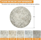 Aelenmu Round Rug 8ft Washable Rug for Dining Room Living Room Beige Brown - Image 2