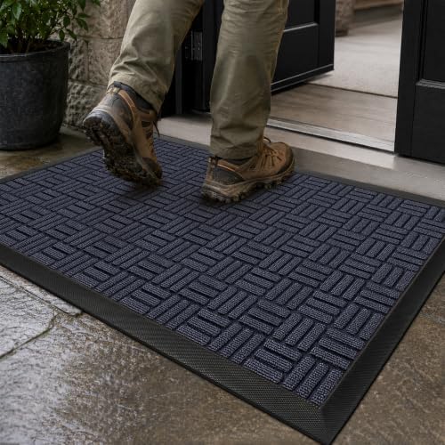 Mibao Front Door Mat Outdoor Entrance, 71" x 24" Heavy Duty Welcome Mat for Outdoor and Indoor, Waterproof Dirt Trapper Doormat, Super Absorbent Indoor Entryway Mat for Patio & Porch - Navy by Mibao