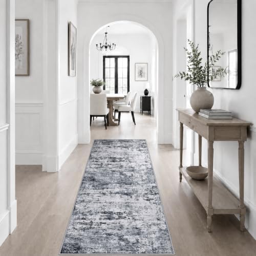 2x6 Washable Runner Rug：Modern Abstract Kitchen Soft Carpet Grey - Image 5