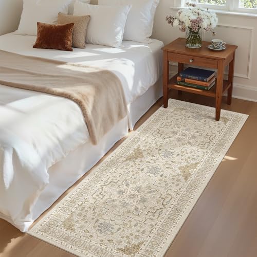 Madane Washable Runner Rug 2x6 Runners for Hallways Non Slip, Beige/Blue - Image 4