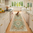 RELEANY Washable Area Rug, Runner 2'x8', Brick/Brown/Green - Image 3