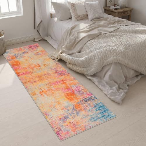2.6x10 Washable Runner Rug:Modern Abstract Soft Carpet Galaxy Haze - Image 5