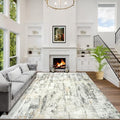 8x10 Area Rugs for Living Room: Washable Abstract Grey Brown Bedroom Carpet by GENTDRIZZ