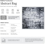Area Rug Living Room: 8x8 Modern Washable Soft Carpet Dark Black - Image 2
