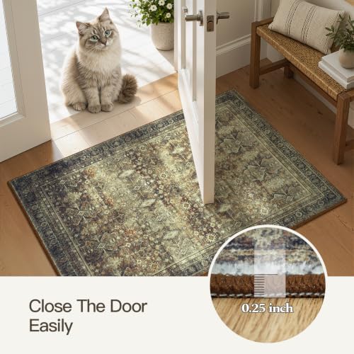 2x3 Area Rugs for Livingroom Entryway Bathroom, Washable Kitchen Mats,Brown - Image 6
