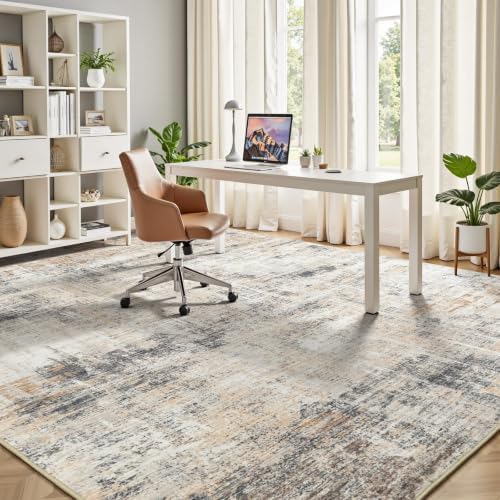 8x10 Area Rug for Living Room, Abstract Washable Non-Slip Large Rugs, Gold - Image 6
