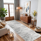 Washable 2x10 Kitchen Runner Rug: Abstract Farmhouse Bathroom Entryway Rug Soft Stain-Resistant Hallway Floor Mat Non-Slip Indoor Non-Shedding Carpet for Nursery Living Room Bedroom (2x10,Light/Grey) - Image 4