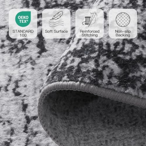 Lofus 8x10 Washable Rugs for Bedroom Non-Slip Low Pile Carpet Dark Grey - Image 5