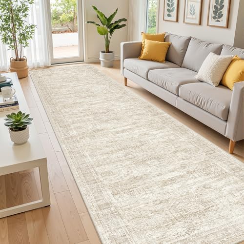 2'6 x 12' Runner Rug Non Slip,Washable Kitchen Rugs,Beige by Restydon