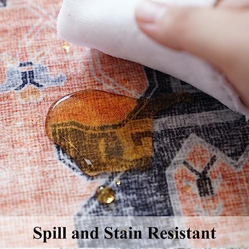 Washable Terracotta Distressed 2x5 Hallway Runner Rug Cozy Kitchen Carpet - Image 5