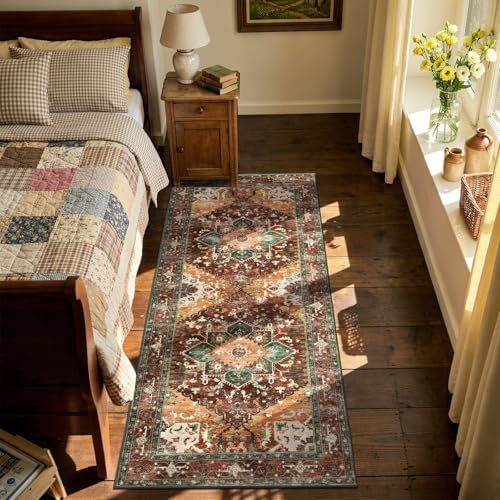 Yamaziot Washable Runner Rug, 3x7 Non-Slip Boho Vintage Hallway Kitchen Rug - Image 5