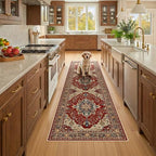 RELEANY Washable Area Rug, Runner 2'x8', Red/Blue by RELEANY