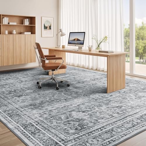 10x14 Area Rugs for Living Room, Washable Non-Slip Grey Large Carpet - Image 3