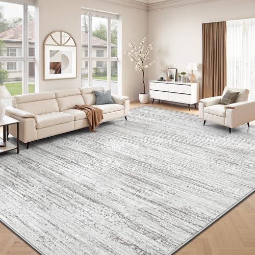 Area Rug 9x12 Living Room Rugs: Washable Modern Rug Large Non-Slip Soft Rugs Stain Resistant Printed Rug Indoor Carpet for Bedroom Kitchen Dining Room Nursery Playroom Home(Grey, 9'x12') by ZomfyRugs