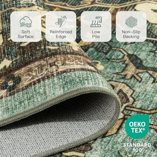 Lofus 9x12 Green Area Rugs for Bedroom Living Room, Vintage Boho Carpet - Image 4