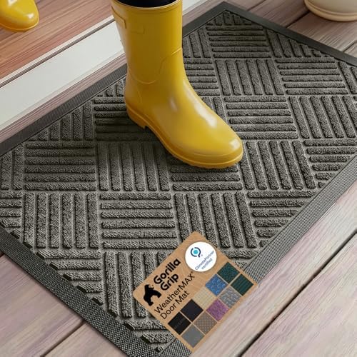 GORILLA GRIP WeatherMAX Door Mat, Indoor Outdoor Use, 35x23, Gray Diamond by GorillaGrip