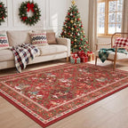 3x5 Christmas Kitchen Rugs for Living Room,Washable Area Rug,Red - Image 5