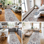 Hallway Washable Runner Rug - 2x10 Kitchen Rugs Entryway Rug Runner Vintage Soft Floor Mat Non Slip Indoor Farmhouse Carpet for Bathroom Living Room Bedroom (2 X 10, Brick) - Image 6