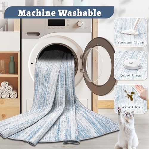 Area Rug 9x12 Living Room Rugs: Washable Modern Rug Large Non-Slip Soft Rugs Stain Resistant Printed Rug Indoor Carpet for Bedroom Kitchen Dining Room Nursery Playroom Home(Blue, 9'x12') - Image 4