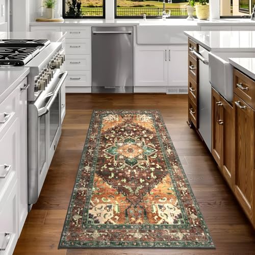 Yamaziot Washable Runner Rug, 3x6 Non-Slip Boho Vintage Hallway Kitchen Rug - Image 6