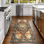 Yamaziot Washable Runner Rug, 3x6 Non-Slip Boho Vintage Hallway Kitchen Rug - Image 6