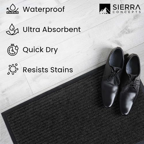 Front Door Mat, Indoor Outdoor Welcome Entryway Muddy Entrance, 30x17 Black - Image 6