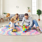 2x5 Rainbow Fluffy Soft Oval Rug Non-Slip for Kids Bedroom Nursery Playroom - Image 6