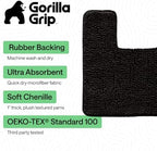 GORILLA GRIP Chenille Bath Rug Mat for Square Toilet Base, 24x19 Black - Image 3