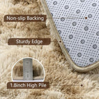 6x9 Large Tie-Dyed Beige Fluffy Area Rug Non-Slip for Living Room Bedroom - Image 6