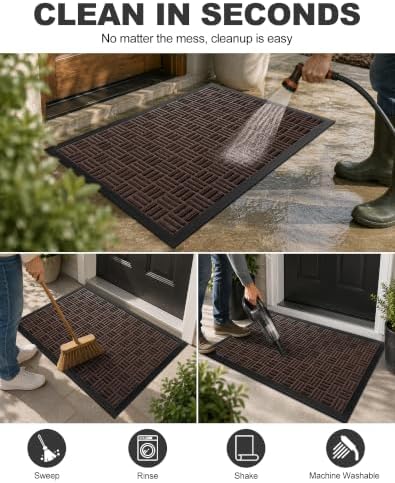 Mibao Front Door Mat Outdoor Entrance, 29.5" x 17" Heavy Duty Welcome Mat for Outdoor and Indoor, Waterproof Dirt Trapper Doormat, Super Absorbent Indoor Entryway Mat for Patio & Porch - Brown - Image 5