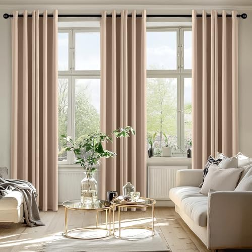 MIULEE Blackout Curtains for Bedroom 2 Panels 40 x 80 Inch Long Beige - Image 6