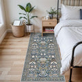 3x6 Washable Entryway Area Rugs: Vintage Easy to Clean Kitchen Rug Runner Soft Non Slip Floor Mat Indoor Farmhouse Carpet for Bathroom Living Room Bedroom Printed Hallway Runners(3x6 Floral/Blue) by HYHAOYUNLAI