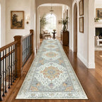 RELEANY Washable Area Rug, Runner 3'x12', Beige/Carbon Grey/Orange - Image 2