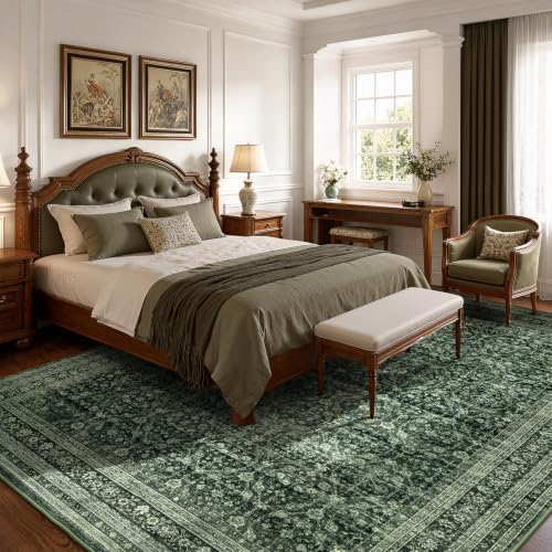 Lofus 9x12 Area Rug for Living Room, Non-Slip Washable Carpet,Green - Image 2