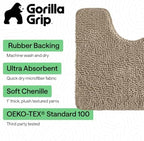 GORILLA GRIP Chenille Bath Rug Mat for Oval Toilet Base, 24x19 Beige - Image 3