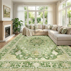 RELEANY Washable Area Rug, Large 10'x14', Green/Yellow by RELEANY
