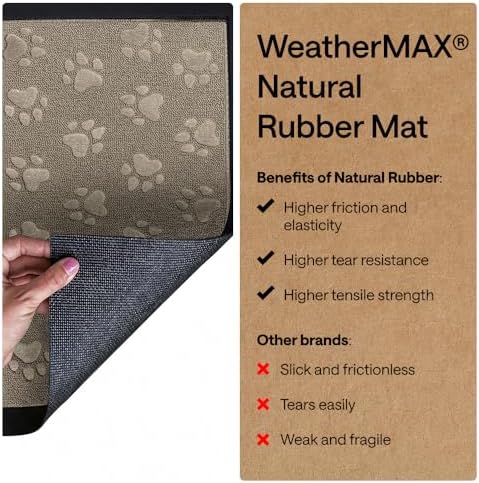 GORILLA GRIP WeatherMAX Door Mat, Indoor Outdoor Use, 47x35, Beige Paw - Image 6