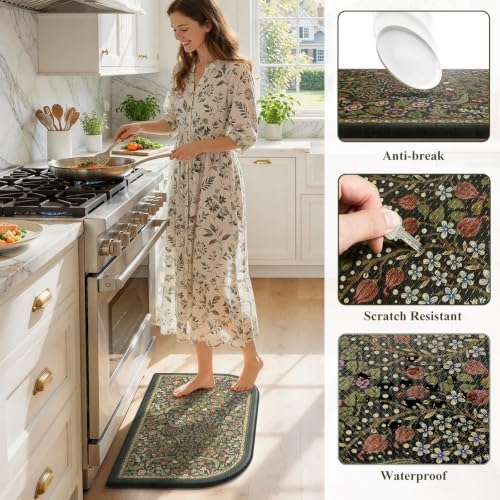 Collive Kitchen Mats for Floor Olive Green Half-Moon Rug, 17.3"x29.5" - Image 6
