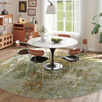 Green Round Area Rugs 4ft Washable Circle Rug for Entryway Kitchen, Non Slip Soft Low Pile Stain Resistant, Boho Circular Carpet for Living Room Bedroom Dorm Dining Room Table, Abstract Sage Green - Image 5