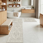 Madane Washable Kitchen Rug Set of 3 Small Area Rugs Non-Slip, Beige/Brown - Image 4