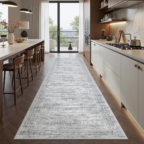 2x10 Runner Rug Non Slip,Washable Hallway Runner Rug,Grey - Image 5