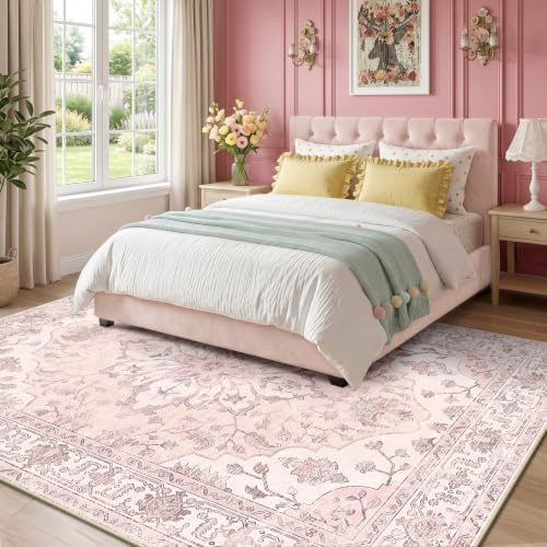RELEANY Washable Area Rug, 6'x9', Pink - Image 2