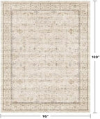 Hazo Haus Washable Ivory Living Room Rug, 8x10 Non Slip Area Rugs for Bedroom, Dinning Room Under Table Low Pile Neutral Farmhouse Vintage Foldable Decor - Image 2