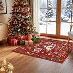 2x3 Christmas Cute Area Rug : Non-Slip Washable Winter Holiday Indoor Doormat Soft Low Pile Decorative Floor Mat for Kitchen Bathroom Living Room Bedroom Red Holiday Home Decor Gift（2x3，Red） - Image 4