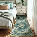 RELEANY Washable Area Rug, Runner 3'x7', Blue/Vintage Dark Blue - Image 2