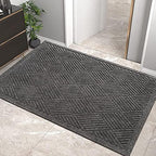 HIYARD Sturdy Front Door Mat, Absorbent Muddy Dirt Resist Welcome Door Mats Outdoor Indoor, Stain and Fade Resistant, Non-Slip Rubber Backing Low Profile Doormat for Entryway, 36×24, Grey by HIYARD