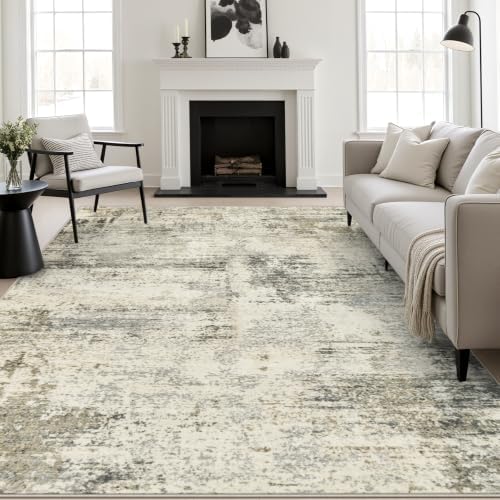 10x12 Area Rug Living Room: Modern Washable Soft Carpet Ash Brown by FXRHLP