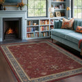 5x7 Boho Dark Red Rug for Living Room - Vintage Oriental Revival Low-Pile Carpet for Bedroom, Dining Table, Home Office, Machine Washable Area Rug Non-Slip with Rubber Back by HazoHaus