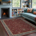 5x7 Boho Dark Red Rug for Living Room - Vintage Oriental Revival Low-Pile Carpet for Bedroom, Dining Table, Home Office, Machine Washable Area Rug Non-Slip with Rubber Back by HazoHaus