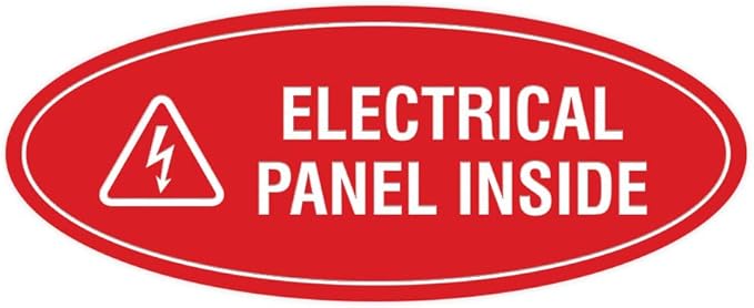 Signs ByLITA Oval Electrical Panel Inside Sign (Red) - Small 2 Pack